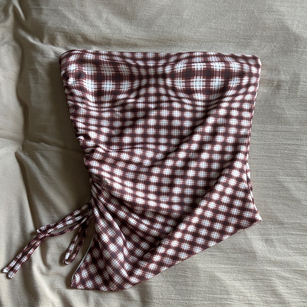 Plaid Ruched Tube Top